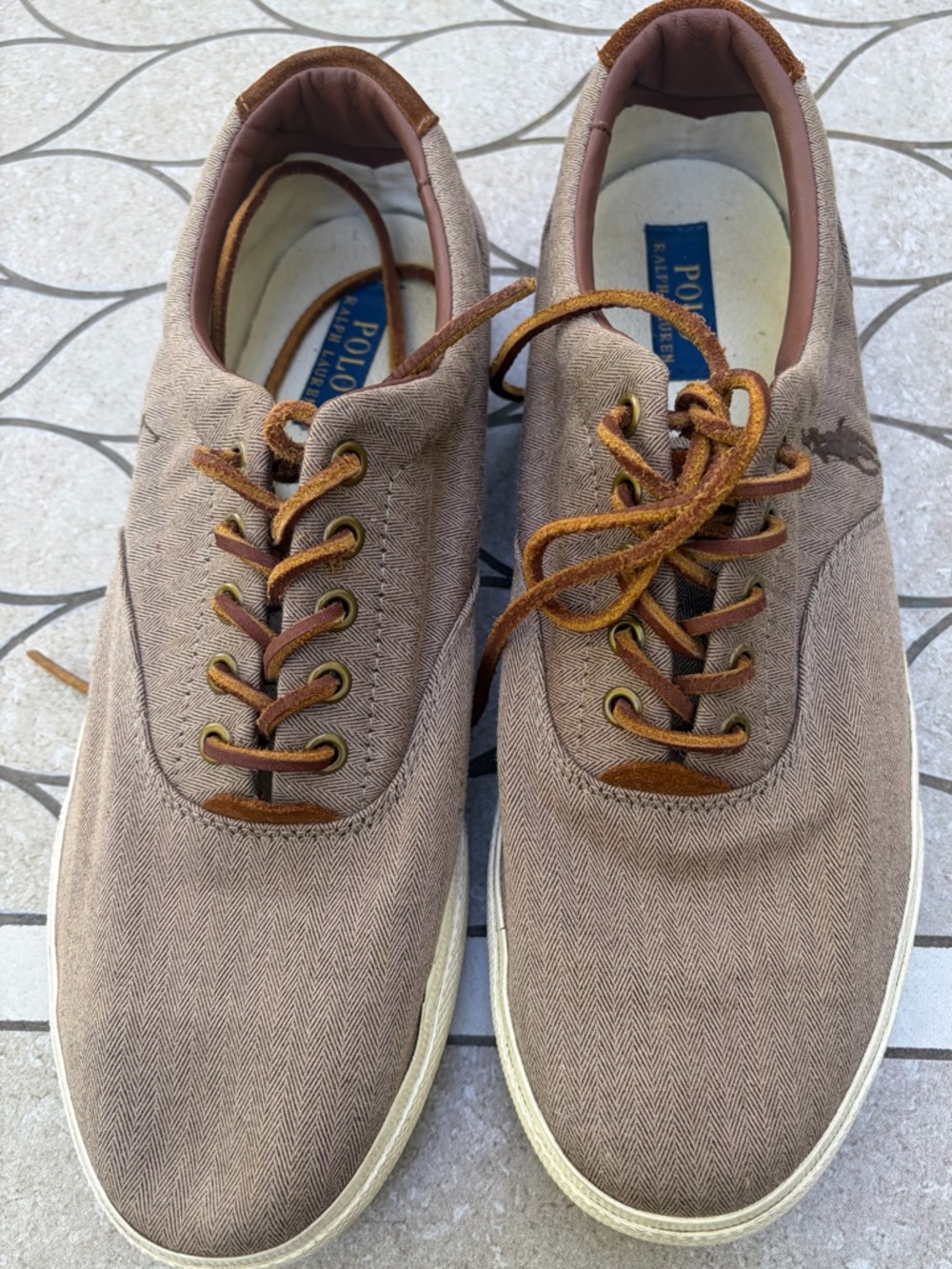 Polo by Ralph Lauren Men’s Tan Canvas Lace-Up Sneakers - Size 11.5 - Picture 7 of 7